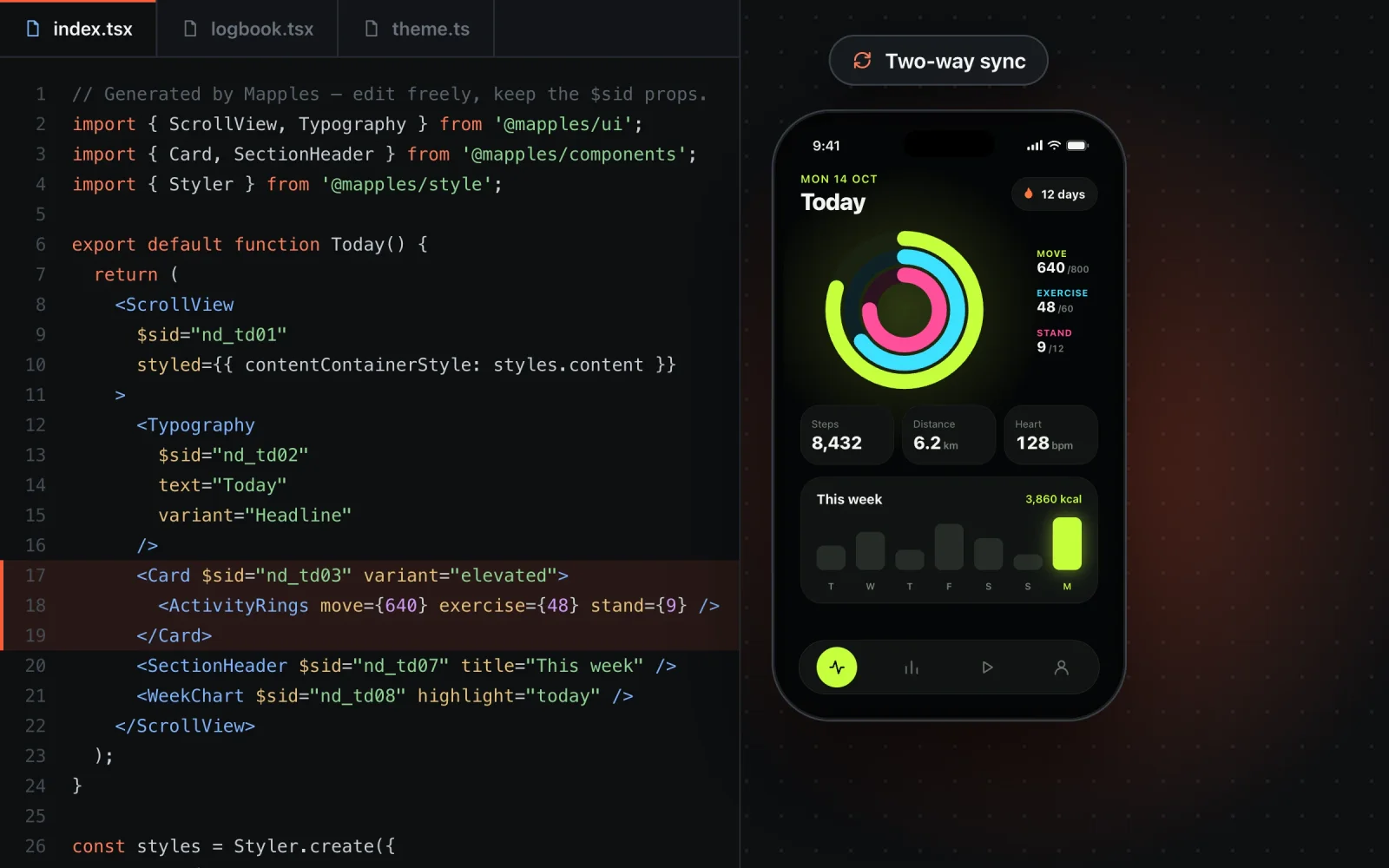 expo react native code design convert